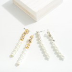 Wholesale rhinestone Pearl Linear Drop Earrings L