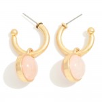 Wholesale metal Hoop Drop Earrings Stone Pendant L Hoop D