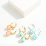 Wholesale metal Hoop Drop Earrings Stone Pendant L Hoop D
