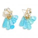 Rhinestone Cluster Drop Earrings Featuring Glitter Acetate Tassels 

- Approximately 1.5" L