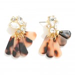 Rhinestone Cluster Drop Earrings Featuring Glitter Acetate Tassels 

- Approximately 1.5" L