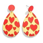 Wholesale reflective Metallic Heart Print Teardrop Drop Earrings L