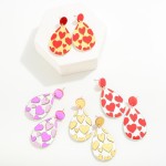 Wholesale reflective Metallic Heart Print Teardrop Drop Earrings L