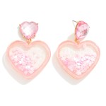 Heart Glitter Filled Heart Acetate Drop Earrings

- Approximately 2" L