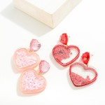 Heart Glitter Filled Heart Acetate Drop Earrings

- Approximately 2" L