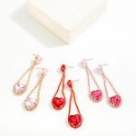 Wholesale rhinestone Glass Crystal Hearts Loop Drop Earrings L