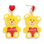 Wholesale resin Teddy Bear Valentines Drop Earring L