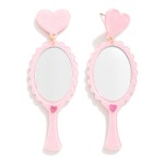 Reflective Acetate Hand Mirror and Heart Drop Earrings

- Approximately 3" L