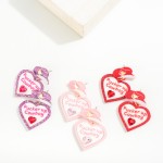 Wholesale pucker up Cowboy Glitter Acetate Heart Drop Earrings Cowboy Hat Stud