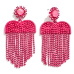 Metal Heart and Ball Chain Tassel Drop Earrings With Rhinestone Accents

- Approximately 3" L