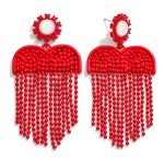 Metal Heart and Ball Chain Tassel Drop Earrings With Rhinestone Accents

- Approximately 3" L