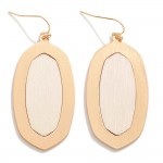 Wholesale wooden Hexagon Drop Earrings Gold Border L