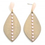 Wood Cut Drop Earring With Stone Details

- Approximately 2.25"L