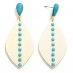 Wholesale wood Cut Drop Earring Stone Details L