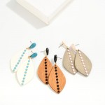 Wholesale wood Cut Drop Earring Stone Details L