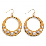 Wholesale wooden Hoop Drop Earrings Stone Details L