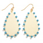 Wholesale wooden Teardrop Earring Stone Button Detail L