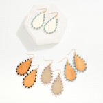 Wholesale wooden Teardrop Earring Stone Button Detail L