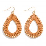 Wholesale gold Leather Wrapped Teardrop Drop Earrings L