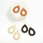 Wholesale gold Leather Wrapped Teardrop Drop Earrings L