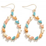 Wholesale wood Rhinestone Studded Teardrop Drop Earrings L