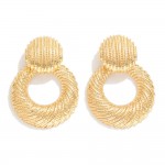 Wholesale textured Circular Metal Door Knocker Drop Earrings L Gold Silver Dippe