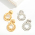 Wholesale textured Circular Metal Door Knocker Drop Earrings L Gold Silver Dippe