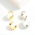 Metal Tone Oversized Stud Earrings

- Approximately 0.75" L
- Gold / Silver Dipped 