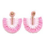 Wholesale fanned Raffia Post Drop Earrings Seed Bead Rhinestones L