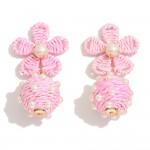 Raffia Flower Drop Earring Featuring Pearl Details

- Approximately 2.25" L