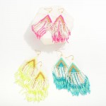 Long Seed Beaded Tassel Drop Earrings

- Approximately 3.5" L