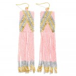 Seed Bead Tassel Drop Earrings

- Approximately 4" L