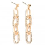 Chain Link Drop Earrings With Rhinestone Details 

- Approximately 2.5" L