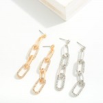 Wholesale chain Link Drop Earrings Rhinestone Details L
