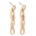 Wholesale chain Link Drop Earrings Rhinestone Details L