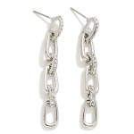 Wholesale chain Link Drop Earrings Rhinestone Details L