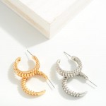 Textured Metal Drop Hoop Earrings

- Approximately 1" D