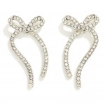 Rhinestone Studded Bow Drop Earrings 

- Approximately 1.25" L 