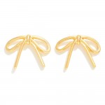 Simple Metal Tone Bow Stud Earrings 

- Approximately .75" L