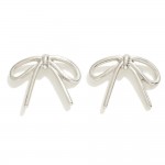 Simple Metal Tone Bow Stud Earrings 

- Approximately .75" L