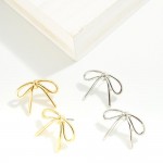 Simple Metal Tone Bow Stud Earrings 

- Approximately .75" L