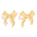 Crumbled Metal Bow Stud Earrings 

- Approximately .75" L