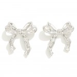 Crumbled Metal Bow Stud Earrings 

- Approximately .75" L