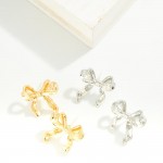 Crumbled Metal Bow Stud Earrings 

- Approximately .75" L