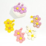 Wholesale raffia Flower Drop Earrings L