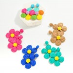 Wholesale raffia Flower Drop Earrings L