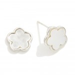 White Gold Dipped Flower Stud Earrings 

- Approximately .5" L