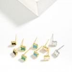 Wholesale micro Clover Stud Earrings Resin Inlay Gold Dipped L