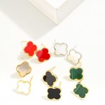 Wholesale gold Dipped Clover Stud Earrings L