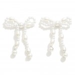 Pearl Beaded Bow Drop Earrings 

- Approximately 1.5" L